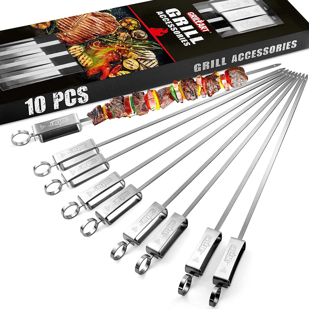 Grillart BBQ Grill Utensil Tools Set Reinforced BBQ Tongs 19-Piece Stainless-Steel Barbecue