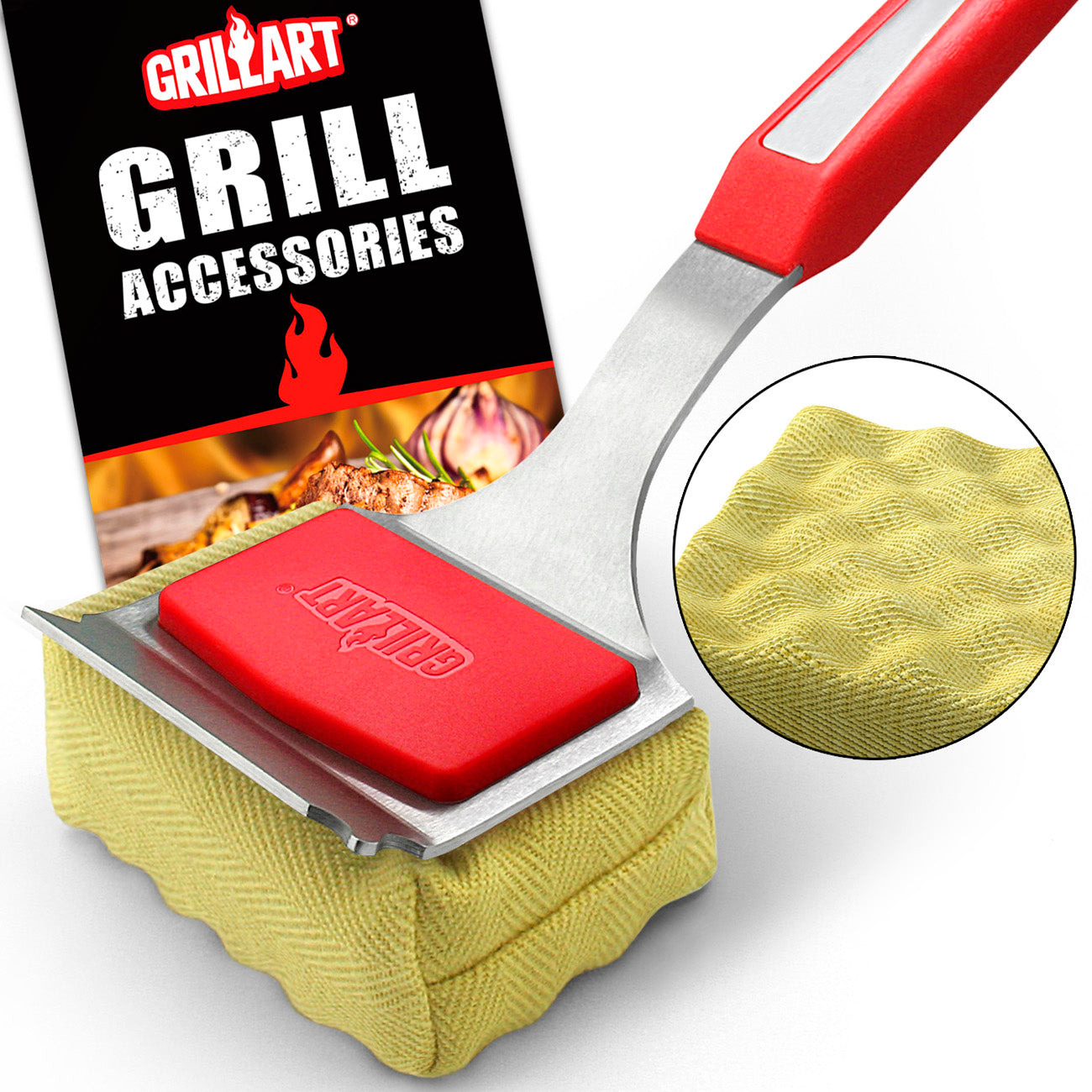 Grillart Grill Brush Bristle Free - Safe BBQ Cleaning Grill Brush and Scraper