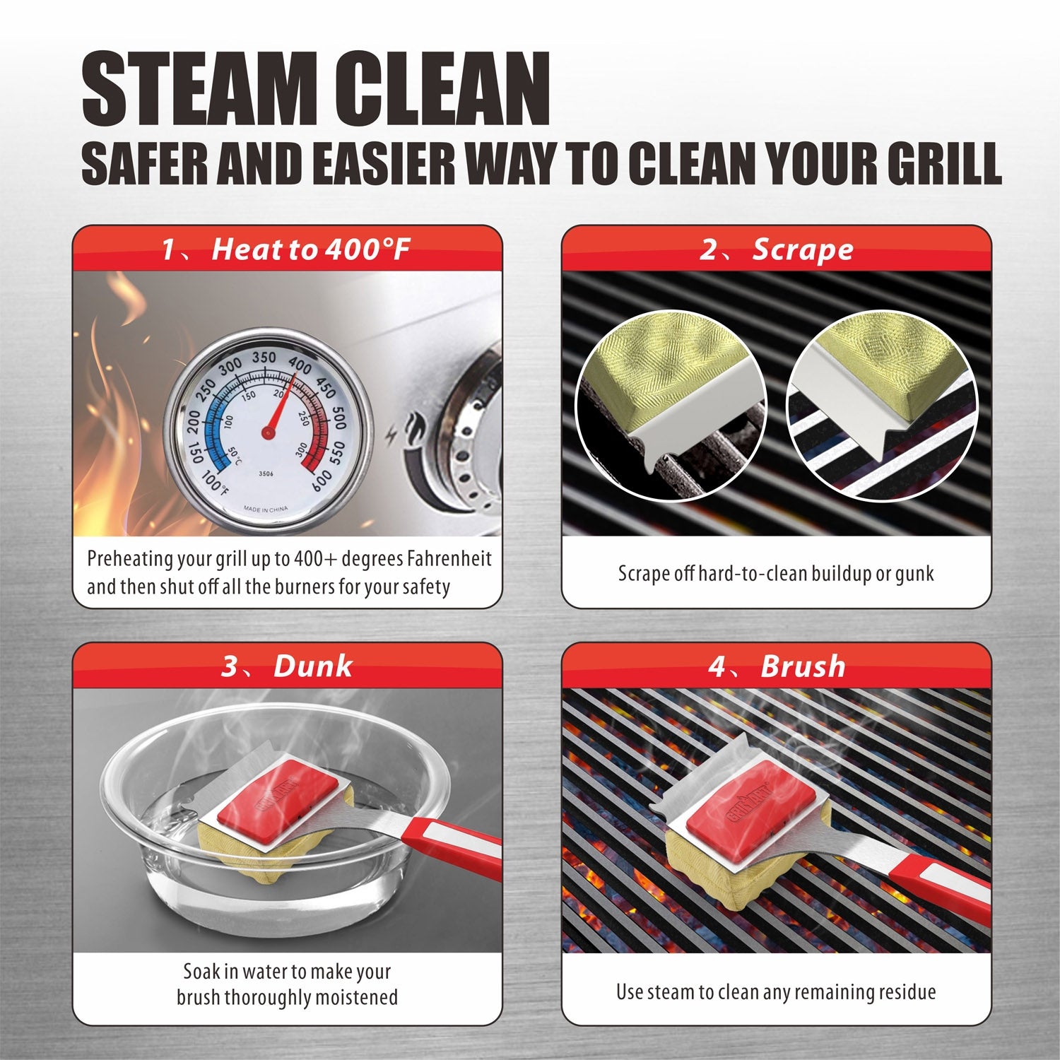 GRILLART Grill Brush Bristle Free & Wire Combined BBQ Brush - Safe & E –  GRILLART U.S. by Weetiee