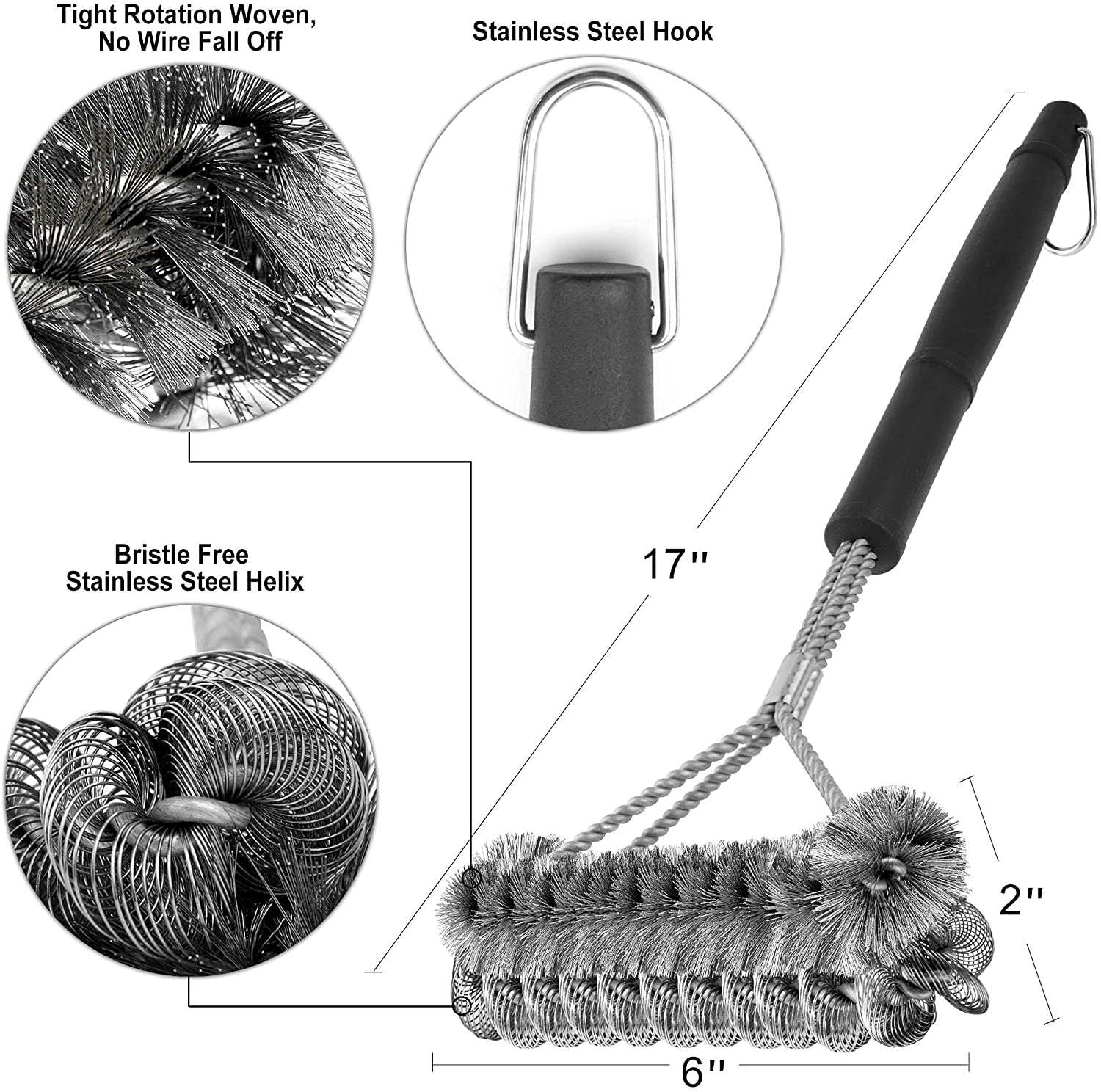 GRILLART Grill Brush and Scraper 18 Inch - Wire Bristle Brush Double  Scrapers - Barbecue Cleaning Brush for Gas/Charcoal Grilling Grates -  Universal