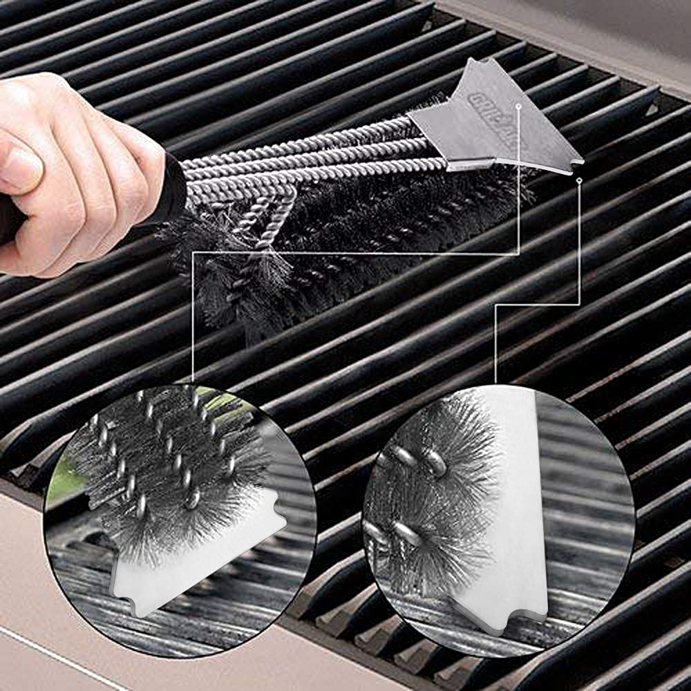 Grill Spark BBQ Grill Brush and Scraper 18 | Stainless Steel Cleaning Brush Accessories | Best for Weber Gas, Charcoal, Porcelain, Cast Iro