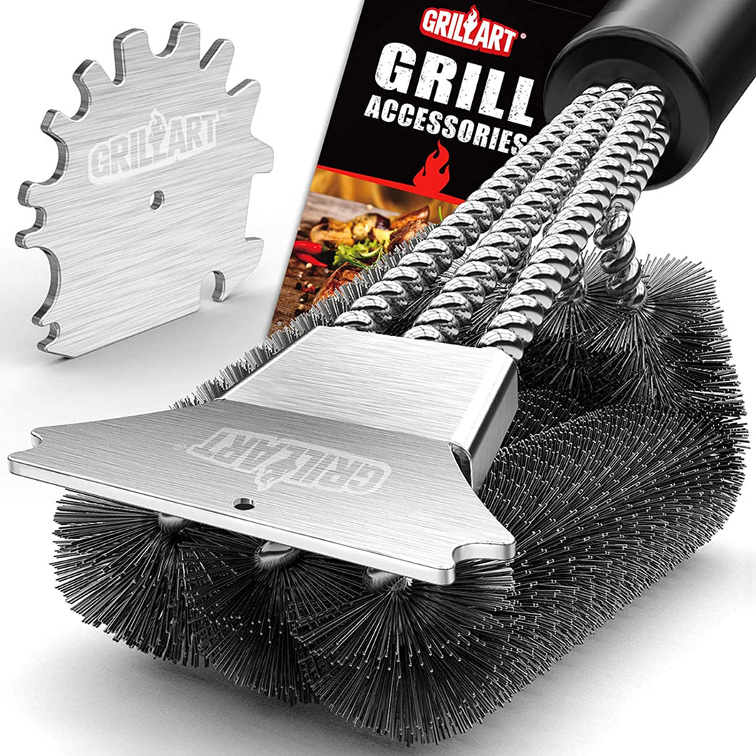 Legends Market BBQ Grill Brush and Scraper Heavy Duty - Long Handle Grill  Brush w/Dual-Sided Design - Nylon Bristle Free Grill Brush for Outdoor