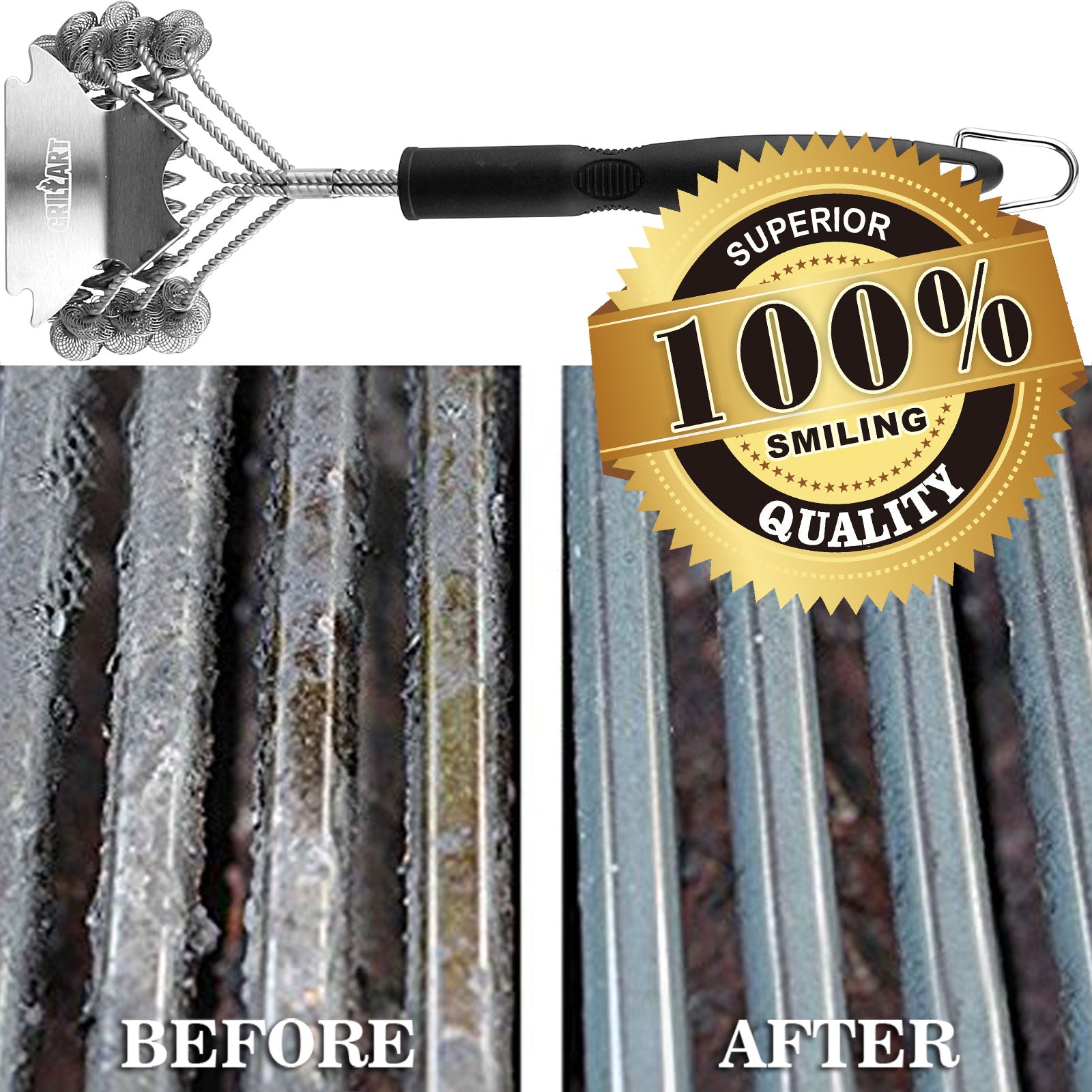 Grill Brush and Scraper Bristle Free Safe BBQ for 18'' Stainless Grate  Cleaner